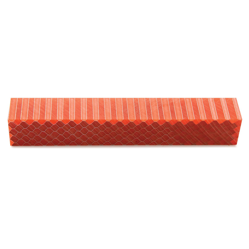 Honeycomb Acrylic Pen Blank - 3/4" x 3/4" x 5" - Color:Fluorescent Orange